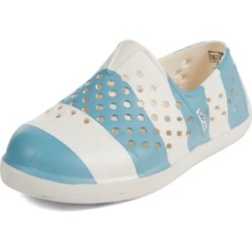 Toms Blue and White Shoes with Slip-On Style and Ventilated Design